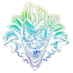 Sonriente clown granulado colorido neón.