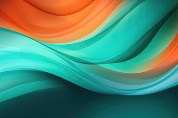 Colors of April, abstract background with waves in dark green, light green and orange hues, and with copyspace for your text. April background banner for special or awareness day, week or month
