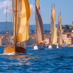 Classic yachts racing in the Mediterranean Sea