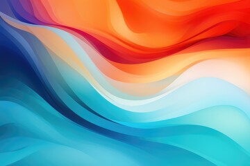 Colors of April, abstract background with waves in dark blue, light blue and orange hues, and with copyspace for your text. April background banner for special or awareness day, week or month