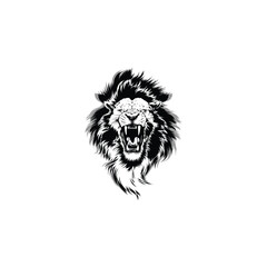 angry lion head mascot vector illustration. wild animal mascot character . Black white lion tattoo.