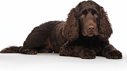 Dog, Irish Water Spaniel in sitting position