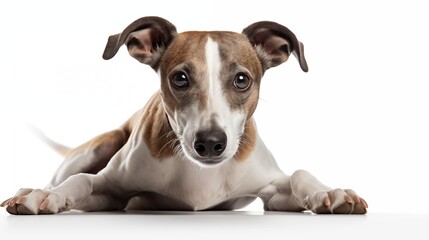 Dog, Whippet in  crouching position
