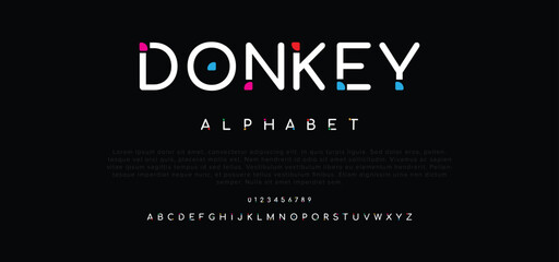 Donkey style font design, set of alphabet letters and numbers vector illustration Crypto font.