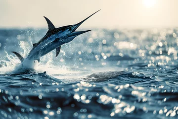 Foto op Canvas Marlin Fish Leaping Out of Water © vanilnilnilla