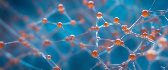 Abstract connection molecules transparent hydrogen H2 with blue background