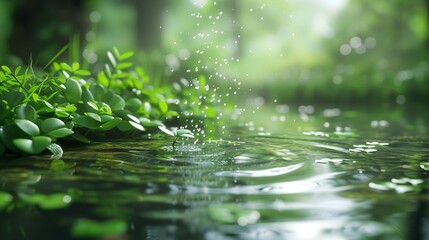 Fototapeta premium Serene and indistinct, this image captures the essence of water and plants in a beautifully blurred composition.