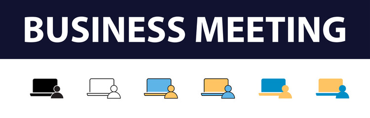 Meeting icons Pixel perfect. leader, manager, event, business, business meeting color fill icon set ,person, icon, client, connection, contact, discussion, event, forum, leader, management, manager,