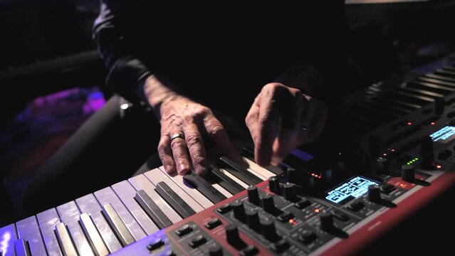 Pianist playing on stage