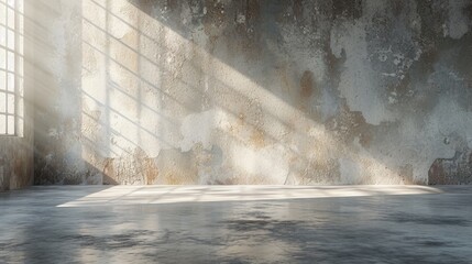 Sunlight Casting Shadows in an Industrial Space with Open Space for Text or Logo, Spring Light Theme
