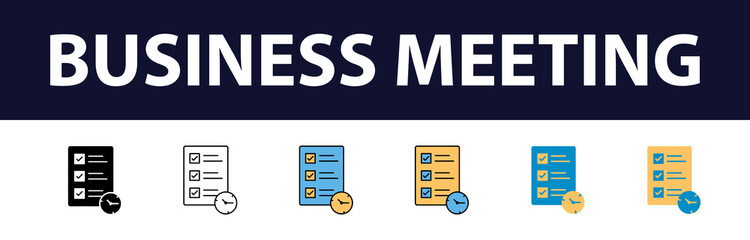 Meeting icons Pixel perfect. leader, manager, event, business, business meeting color fill icon set ,person, icon, client, connection, contact, discussion, event, forum, leader, management, manager,