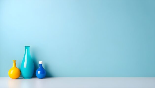 blue and white vases on the wall