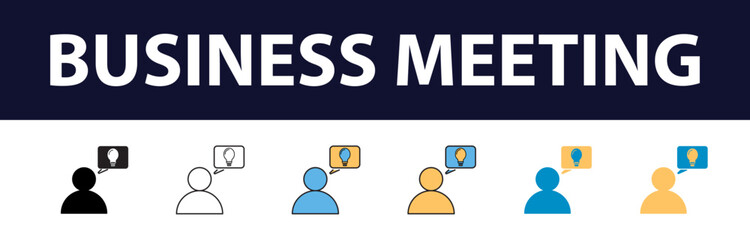 Meeting icons Pixel perfect. leader, manager, event, business, business meeting color fill icon set ,person, icon, client, connection, contact, discussion, event, forum, leader, management, manager,