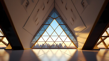 Obraz premium Modern polygonal building exterior design, future architecture