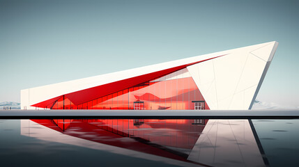 Modern polygonal building exterior design, future architecture