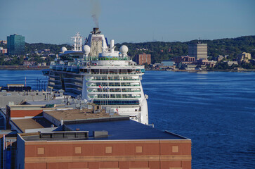 Family cruiseship cruise ship liner Serenade in Halifax, Nova Scotia port during Indian Summer New...