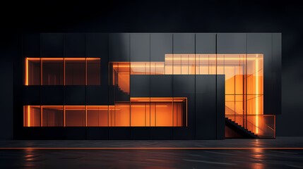 Modern polygonal building exterior design, future architecture