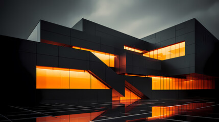 Modern polygonal building exterior design, future architecture