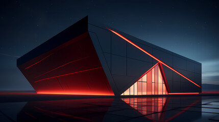Modern polygonal building exterior design, future architecture