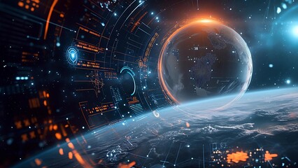 Abstract technology futuristic background, Conceptual HUD space.