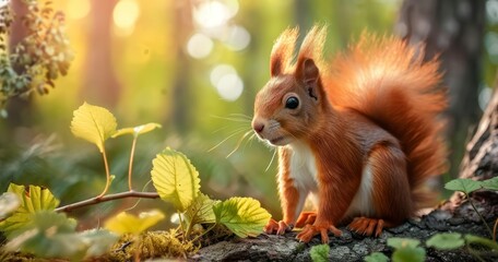 The Alluring Beauty of a Red Squirrel in Its Natural Forest Environment