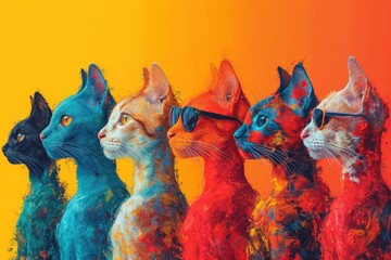 Row of diverse animals in vibrant colors, symbolizing World Animal Day and promoting diversity and inclusion