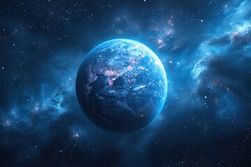 Obraz na płótnie Canvas Earth viewed from space with a blue hue