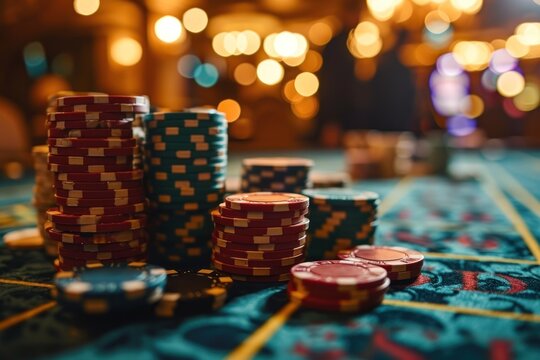 Gaming at a casino table with a croupier and chips
