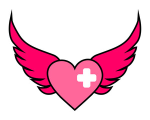 Pink heart with wings