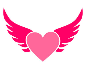 Pink heart with wings