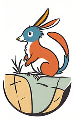 vector illustration, flat logo of cute animal vector icon, primitive childish doodle, isolated on white background,