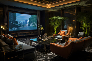 residential Suite Living Room with Private Cinema