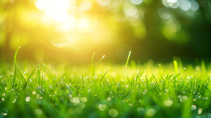 Green grass and sunlight banner background