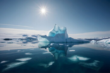 Iceberg on a sunny day in the arctic sea - global warming, climate change