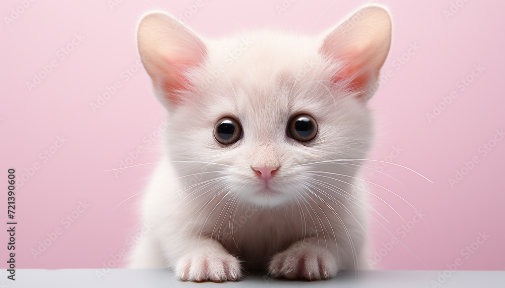 Sticker Cute kitten with blue eyes staring, playful and fluffy generated by AI