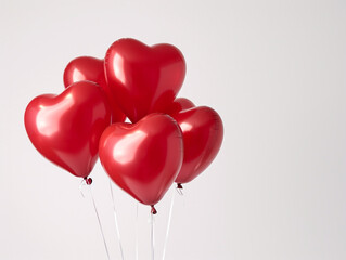 Heart-shaped balloons isolated on a white background in a minimalist style. 
