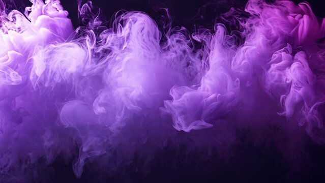abstract purple smoke on black background. video 4k