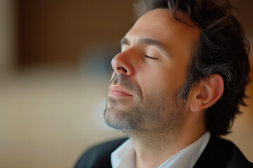 Fototapeta premium Cultivated Man Lost in the Elegance of Classical Tunes