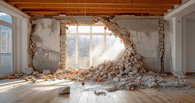 Revolutionizing Roominess - A Wall Being Knocked Down to Create an Open Floor Plan