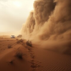 Dust storm in the desert
