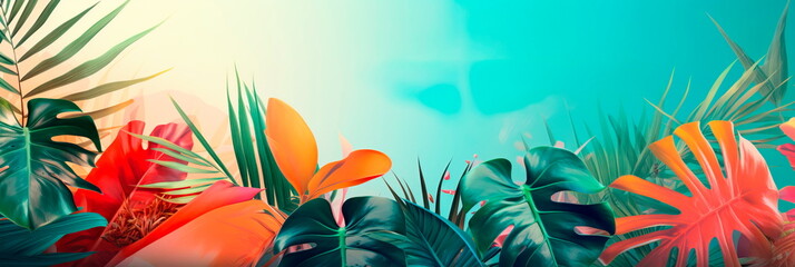 Obraz premium Tropical Vibe abstract volumetric design on a clean background, infusing a sense of exotic and fresh aesthetics.