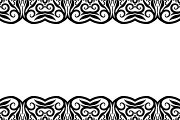 Black and white batik ethnic dayak ornament frame for aesthetic presentation document template 
