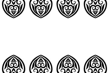 Black and white batik ethnic dayak ornament frame for aesthetic presentation document template 