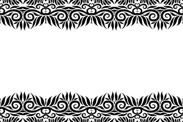 Black and white batik ethnic dayak ornament frame for aesthetic presentation document template 