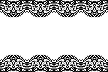 Black and white batik ethnic dayak ornament frame for aesthetic presentation document template 