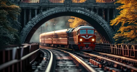 The Harmonious Movement of a Train Across a Sturdy Bridge