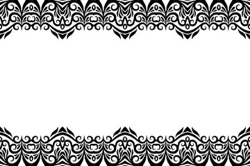 Black and white batik ethnic dayak ornament frame for aesthetic presentation document template 