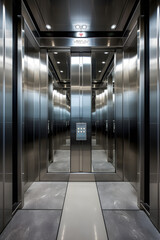 Luxurious Elevator Interior in a Modern High-end Establishment - obrazy, fototapety, plakaty