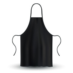 Chef black apron kitchen uniform for cooking protective outfit mockup realistic vector