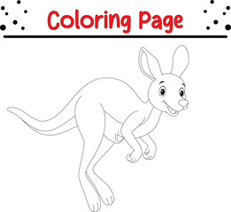 Happy Kangaroo coloring book for kids. Wild animal coloring pages for children